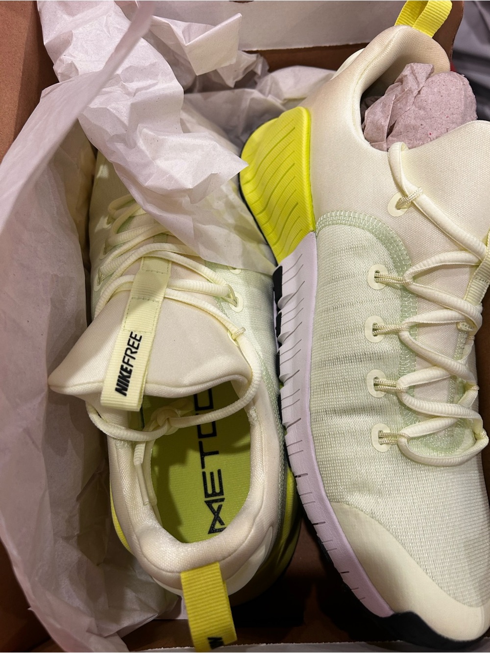 Nike Free Metcon 6 in Barely Volt, Black and White- mens 10.5 / womens 12-  nib